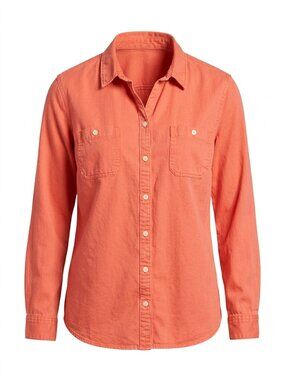Old Navy Salmon Coral Orange Cotton Button Down Shirt XL Shacket Style